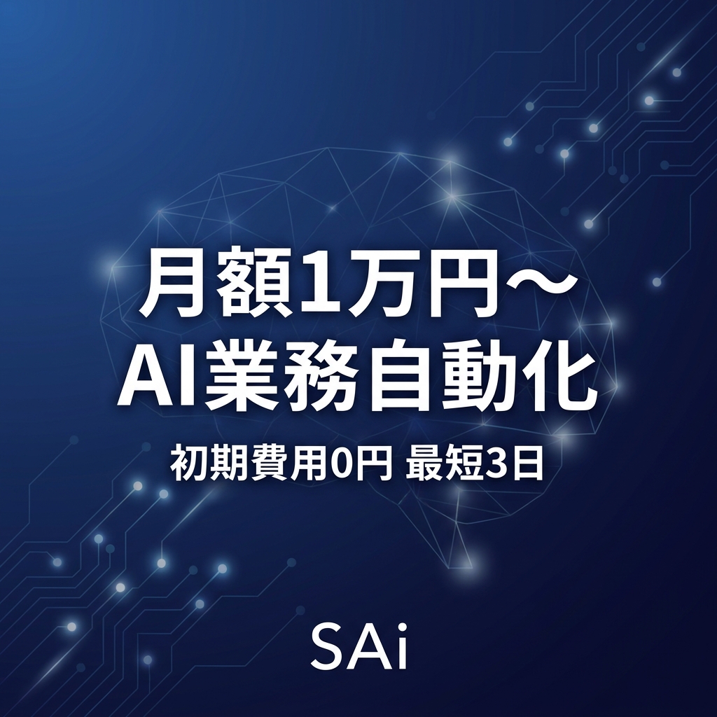 AI業務自動化なら月1万円〜のSAi